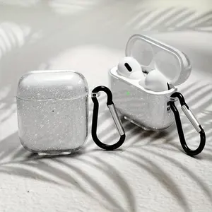 Glitter Transparent Earphone Case with Keychain, Durable Plastic Protective Cover for AirPods 1/2 & New 3rd Gen 4th Gen, Sleek, Shockproof Design Ideal for Men & Women, Audio, Protection