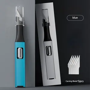 T TOVIA 10-Blade Horseshoe Carving Knife Set, Aluminum Alloy Handle, Steel Blades, Painted Finish, DIY Craft Tool with Replaceable Blades, Non-Collapsible, Assembly Required