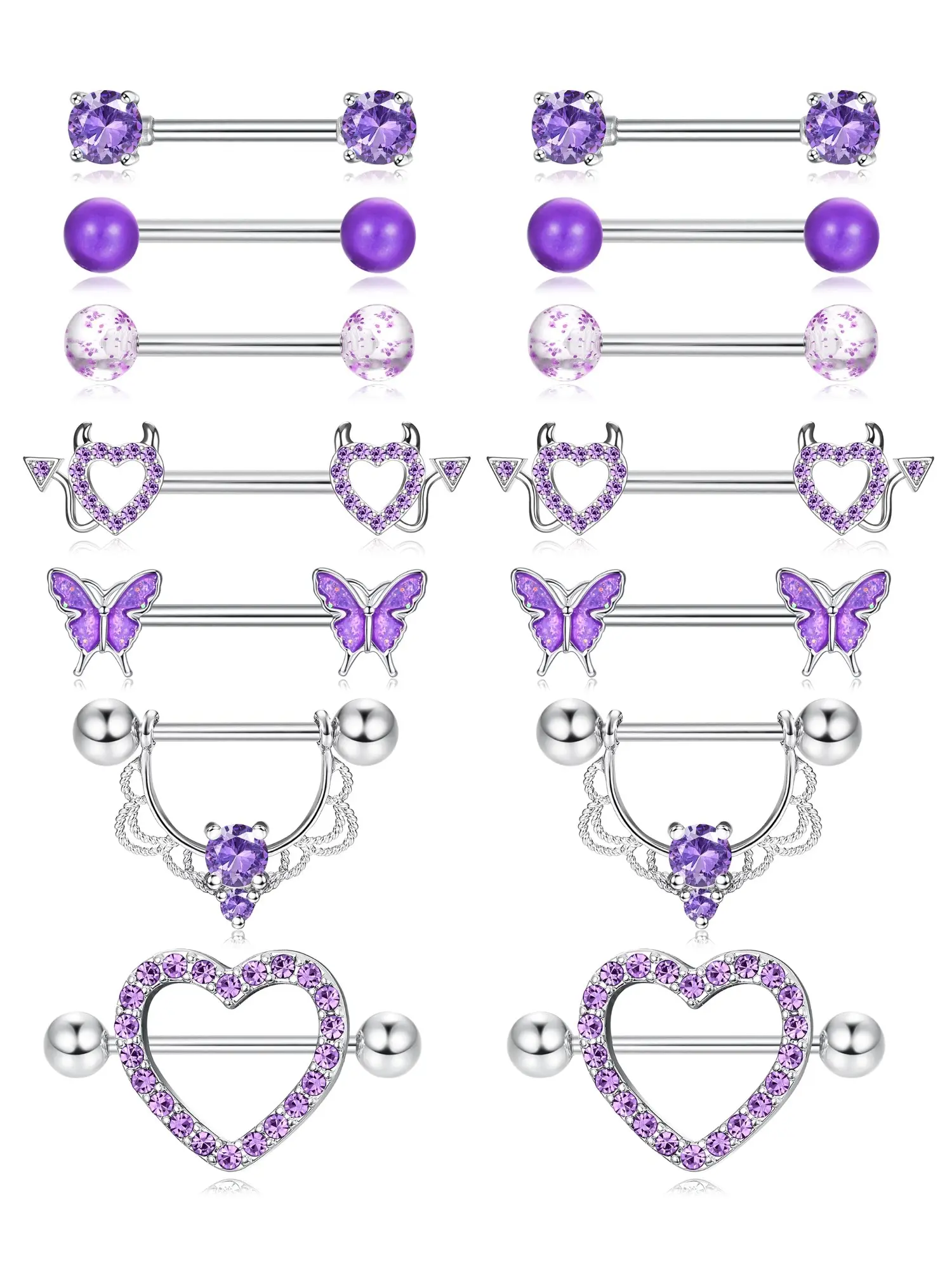 C. Purple Cute Nipple Rings
