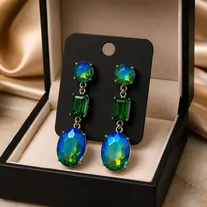 Green Dangle Earrings for Women, Hypoallergenic Alloy Drop Earrings for Daily Wear, Party Accessories