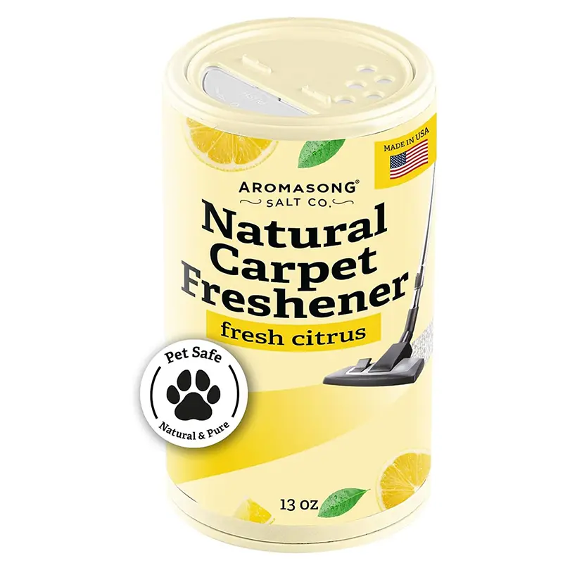 Aromasong Citrus-Scented Baking Soda Carpet Deodorizer Powder (13 Oz) - Pet Odor Eliminator for Dogs-Cats, No Artificial Fragrances, Uplifting Scent, Long-Lasting Freshness, Gentle on Floor Household Cleaner with Natural Power