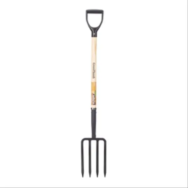 Great States Green Thumb 4-Tine Spading Fork with Wood D-Handle