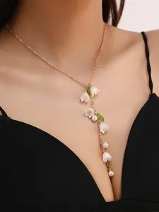 Elegant Long Tassel Floral Earrings, Slimming Face Design, Fashion Pearl Ear Pendants, Women's Jewelry Accessories