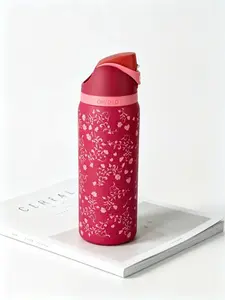 Owala FreeSip 32oz Insulated Leakproof Stainless Steel Hydration Tumbler - Special Edition Floral Heart Red, 24hr Cold Retention, BPA-Free Reusable Portable Kitchenware Drinkware Vacuum Flask