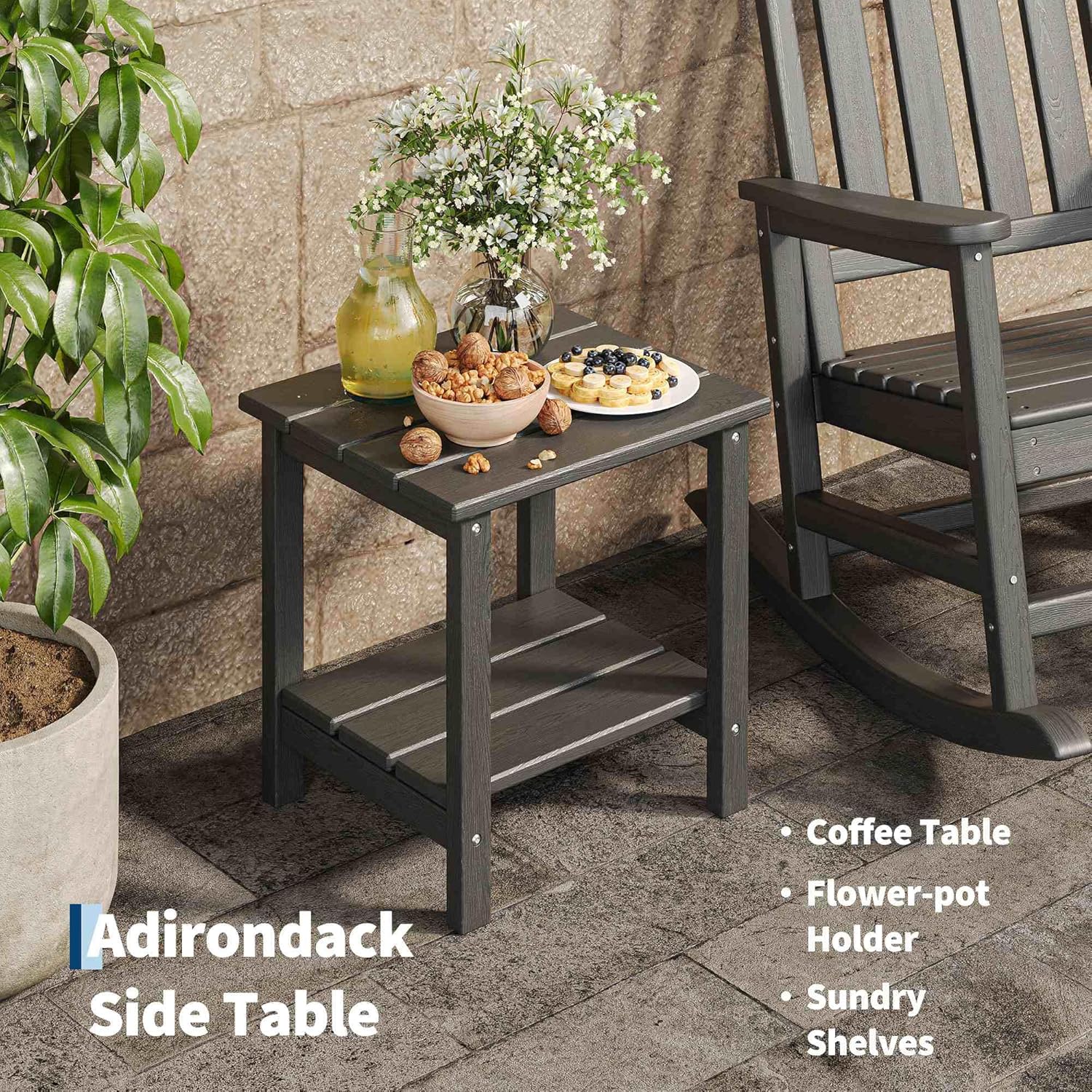Poly Lumber HDPE Plastic Adirondack Porch Rocking Chair Set, High-Back All-Weather Durable Outdoor Living Patio Backyard Furniture for Adults, Outdoor Living Furniture, Porch Rocking Chairs