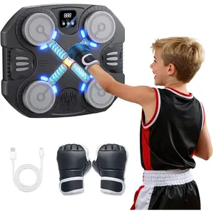 Music Boxing Machine for Kids, Bluetooth Smart Punching Target with LED Lights and Boxing Gloves, Wall Mounted Fun Indoor Fitness Equipment, Birthday Gifts