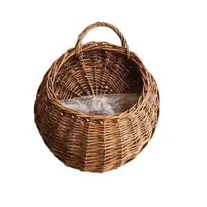 Rattan Wall-Mounted Flower Basket, Handmade Woven Hanging Planter, Office, Hotel, Home Decor, Mall, Garden Project, Balcony Vegetable Garden
