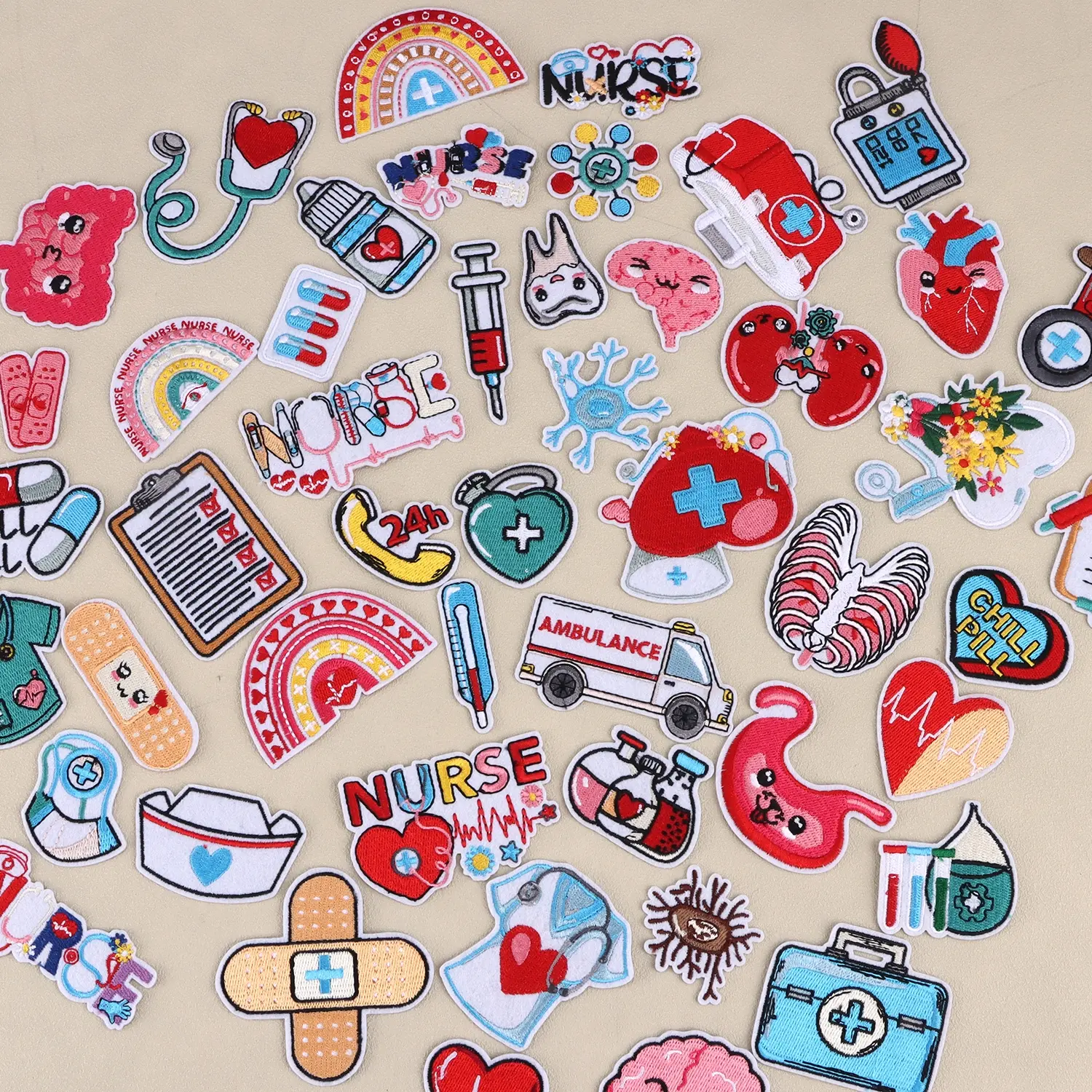 16pcs Cartoon Organ Embroidery Design Fabric Patches, Embroidering Design, Iron-On Sewing Repair Patch for DIY Crafts & Clothing Decoration, Textile Appliques Embellishments Gift