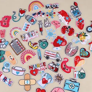 16pcs Cartoon Organ Embroidery Design Fabric Patches, Iron-On Sewing Repair Patch for DIY Crafts & Clothing Decoration, Textile Appliques Gift