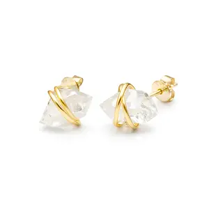 The Crystalline Nest: Raw Herkimer Diamond Sterling Silver Wire Studs