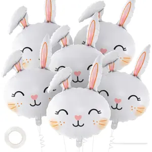 6 count Easter  Balloons, Giant Bunny Balloon Foil Balloons, White   Balloon for Birthday Party  Shower Easter Themed Party Decorations