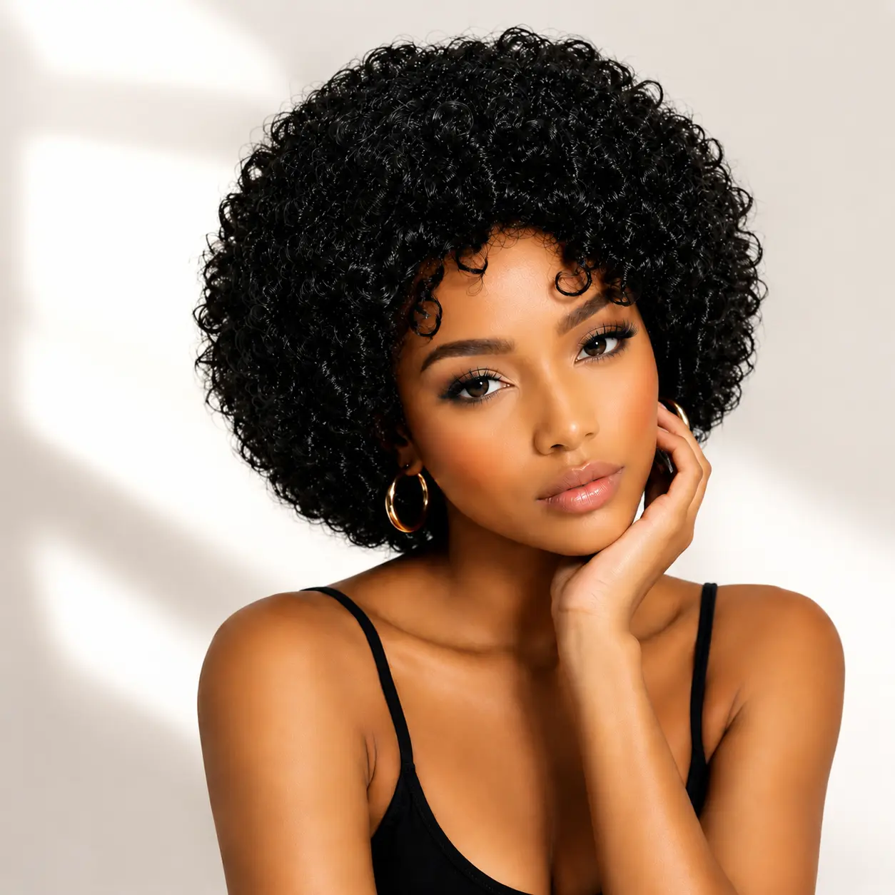 WENYAN Glueless Human Hair Wear and Go Wig, Brazilian Afro Kinky Curly Short Pre-Cut Lace Glueless Beginner-Friendly Coily Textured Silky Wig for Black Women’s Daily & Party Use
