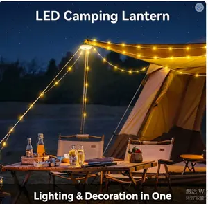 4 in 1 outdoor 10m colored camping string lights, 8 lighting modes, waterproof, Type-C fast charging, portable camping lights, suitable for camping/yard/hiking