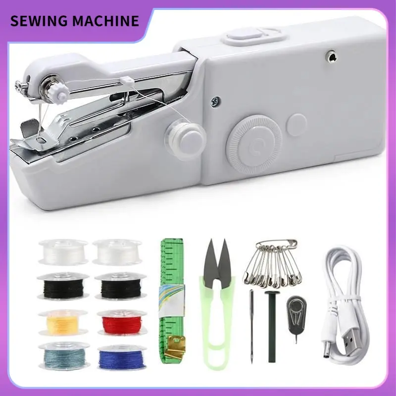 Mini Handheld Electric Sewing Machine for Beginners & Adults, Portable, Quick Home Repair & Travel Sewing Crafts, Easy-to-Use, Complete Accessory Kit, No Battery, No Magnets