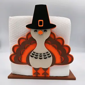 Fall Turkey Napkin Holder – Thanksgiving Table Decor | Cute Holiday Centerpiece Tableware Cutlery Sturdy