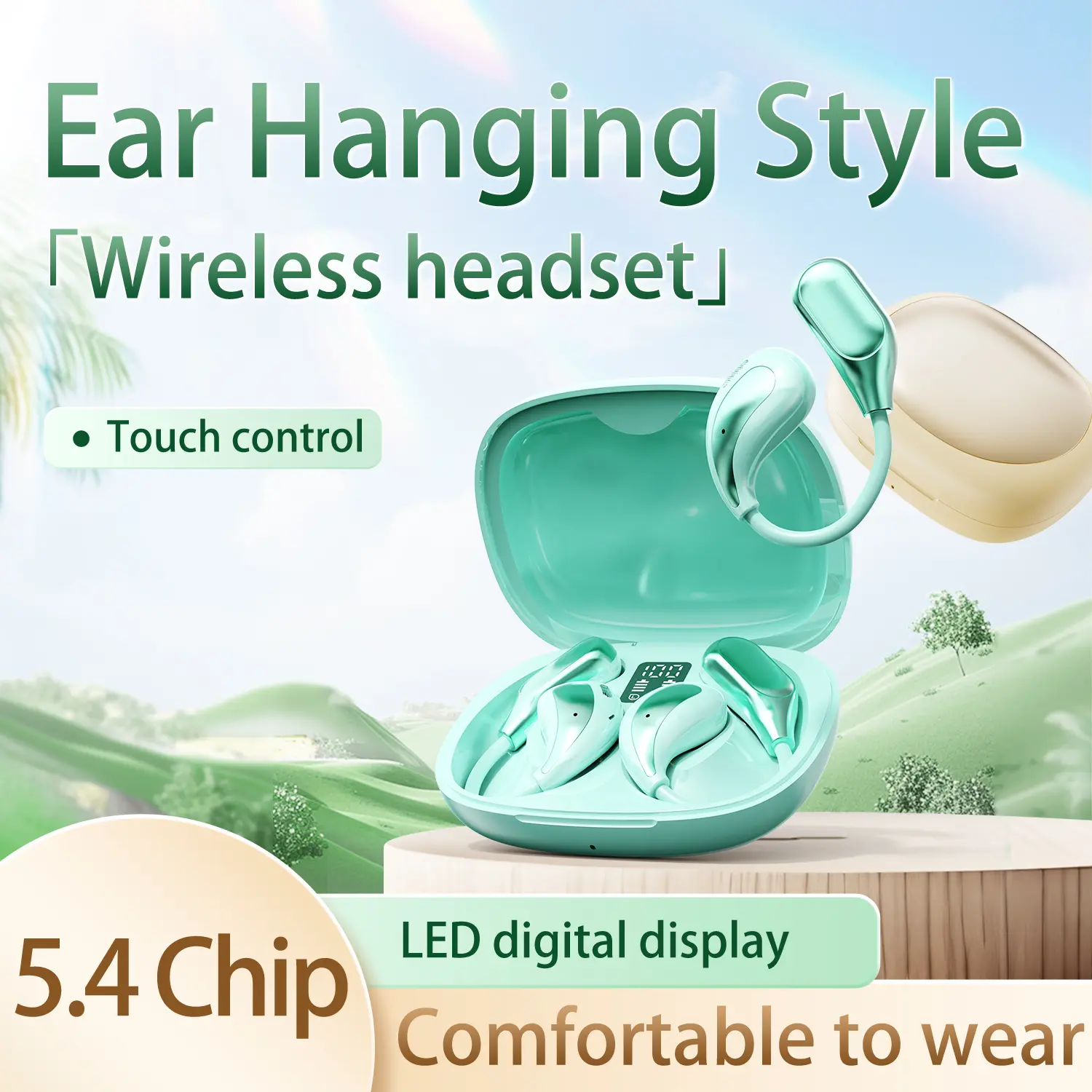 Wireless Earbuds, Bluetooth 5.4 Headphones Sport, Over Ear Buds With ENC Noise Cancelling Mic,  Wireless Earphone With Earhooks, Stereo Deep Bass, IP7 Waterproof ear bud for Workout Running