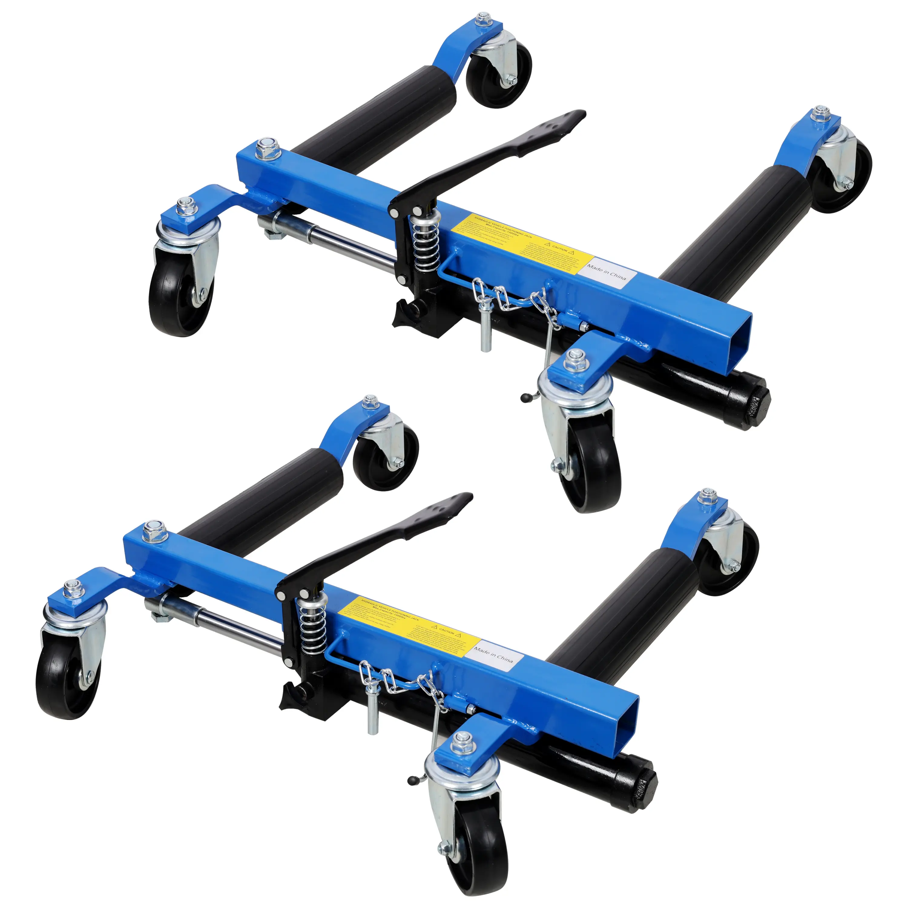 45 LBS Single-Horn Cast Steel Anvil & 2-Pack 1500 LBS Hydraulic Wheel Dolly Set, Blue Vehicle Positioning Skates with Foot-Pedal Lift for Car Tire Maintenance