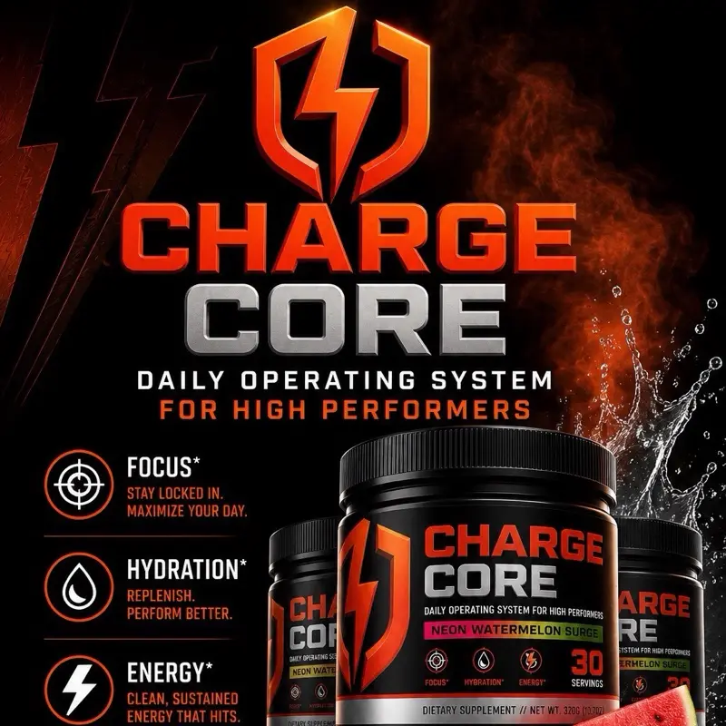Charge Core Nootropic Energy Drink Powder | Daily Focus + Sustained Energy | 30 Servings