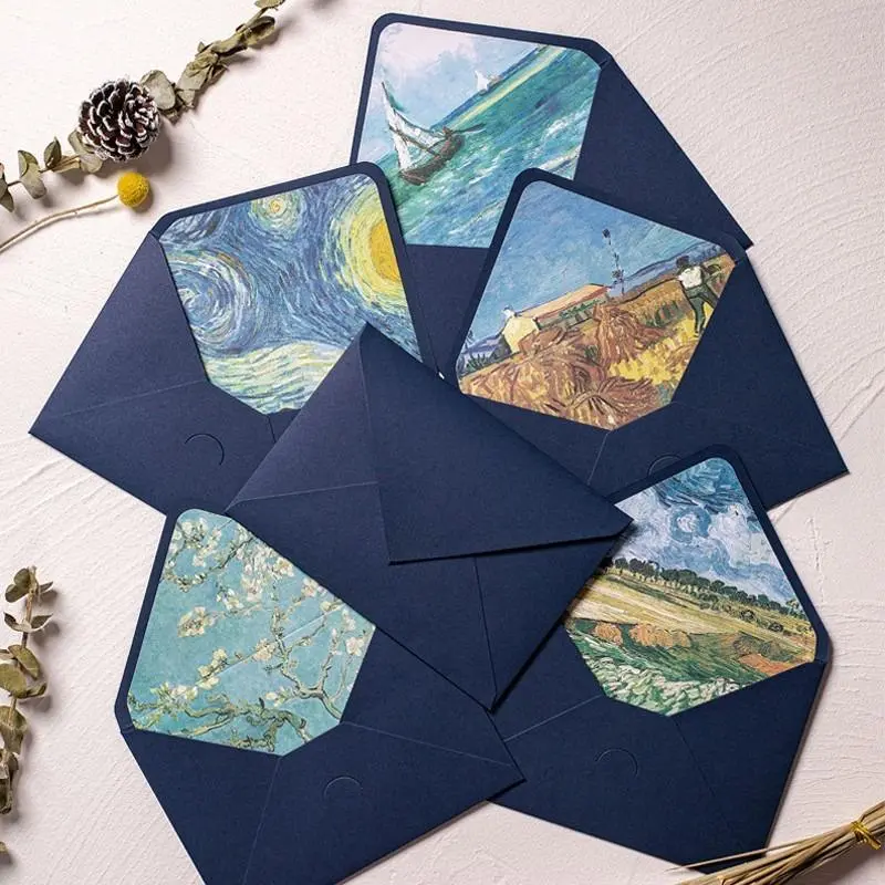 Oil Painting Envelope, 5 Counts/pack Romantic Envelope, Business Event Card Mailing Envelope, Invitation Envelopes, Postcard Invitation Letter Envelope