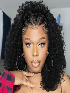 13x6 Synthetic Lace Front Wig Pre-pulled Weave Marguerite-G Fashion Ditch Braids Curly Hair Style Kinky Curly Wigs flash sale ofertas especiales black friday donnatrending y2k