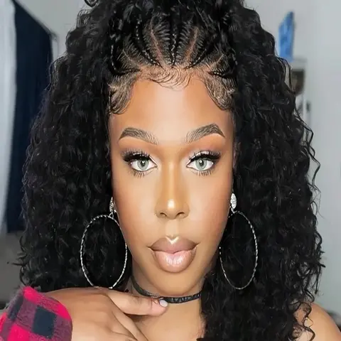 13x6 Synthetic Lace Front Wig Pre-pulled Weave Marguerite-G Fashion Ditch Braids Curly Hair Style Lace Braided Wigs Curled Wig  flash sale ofertas especiales  black friday donnatrending y2k