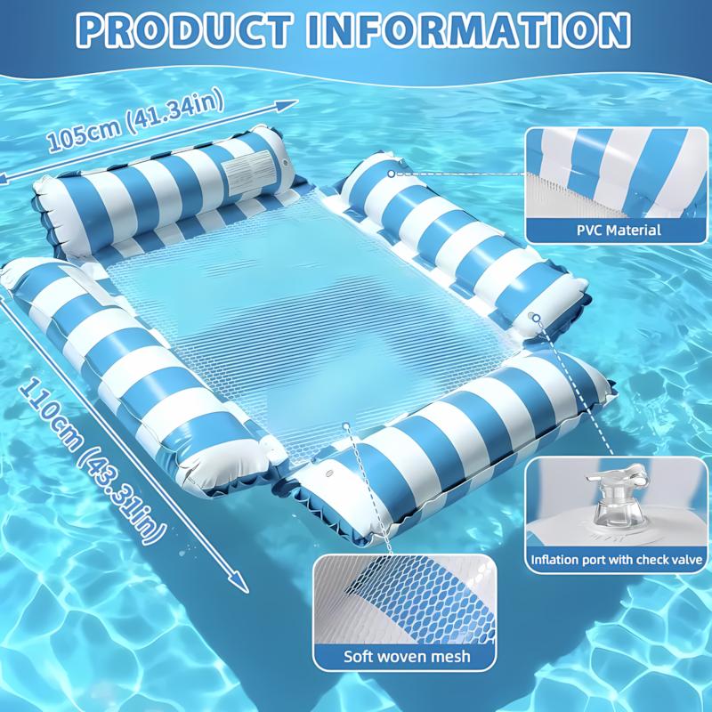 Inflatable Pool Float Lounger for Adults, Portable Water Raft for Summer Fun, Perfect for Beach, Lake, Backyard & Travel Relaxation