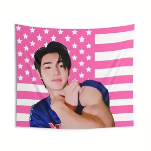American Flag Tapestry - Polyester, Peach Skin Velvet, Fan Memorabilia, Fan Decor |   Patriotic Design |   Durable Fabric, Sunghoon 60X40