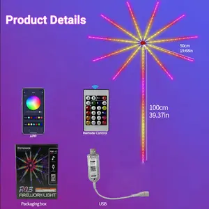 Motionics-Waterproof RGBIC Christmas Firework Light, USB Powered LED Light String, Smart APP Control LED Light, Indoor Room Outdoor Garden Party Camping Holidays and Festivals Decor, Light Decoration
