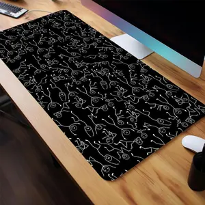 Abstract Stick Figure Art Design Mouse Pad, 1 Count Rectangle Gaming Mouse Pad, Office Desk Accessories, Non-Slip Rubber Base Stitched Edge Desk Pad