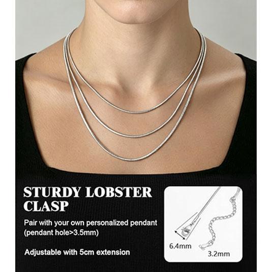 2mm Titanium Steel Thin Chain Necklace for Men Women, Silver Color, Fit for Pendants or Wear Alone, 20-24 Inches Adjustable