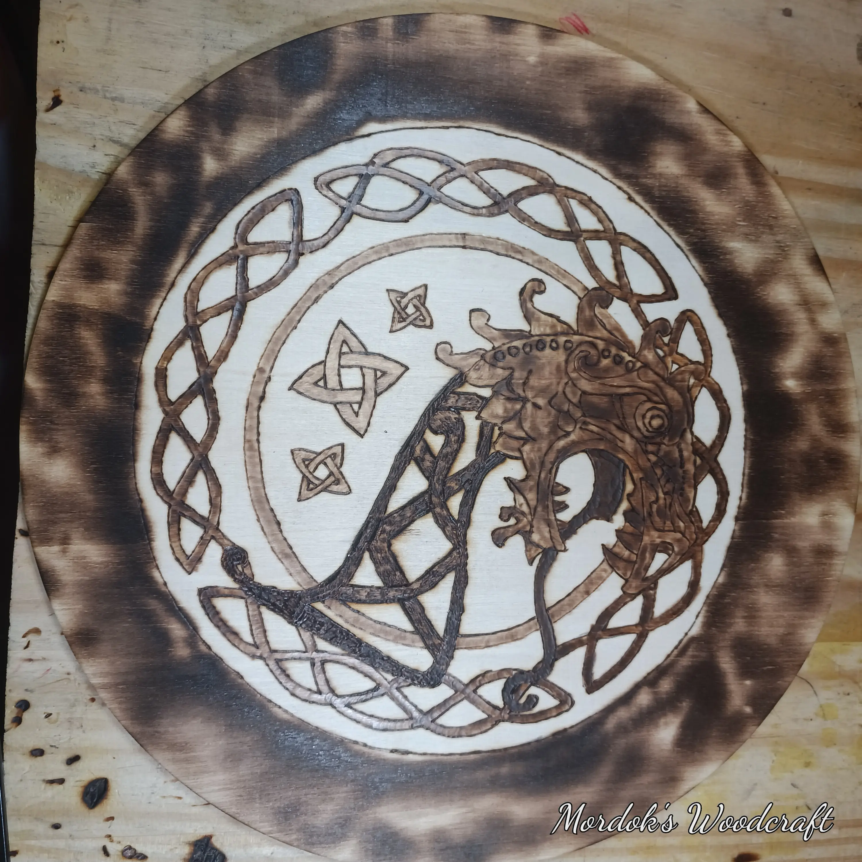 Norse Dragon wall hanger pyrography