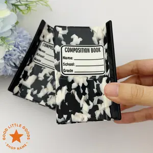 GoodLittleGoods Composition Book Hair Claw Clip, Double-Sided Durable Plastic, Black & White Retro Notebook Design, Back-to-School Hair Accessory, Cute Gift for Women, Girls, GF, BFF, Teachers, Students, Daughters