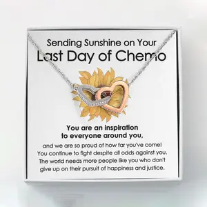 Last Day of Chemo Necklace Gift for Cancer Survivor, Cancer Warrior, Last Day of Radiation, End of Chemo, Cancer Awareness Jewelry, Interlocking Necklace with Message Card and Gift Box
