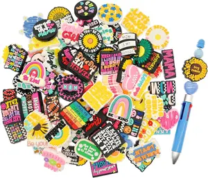 100 count Phrase Focal Beads for pens, Not Duplicated Pencil Beads for DIY Beadable Pen  Bracelet Lanyard Making