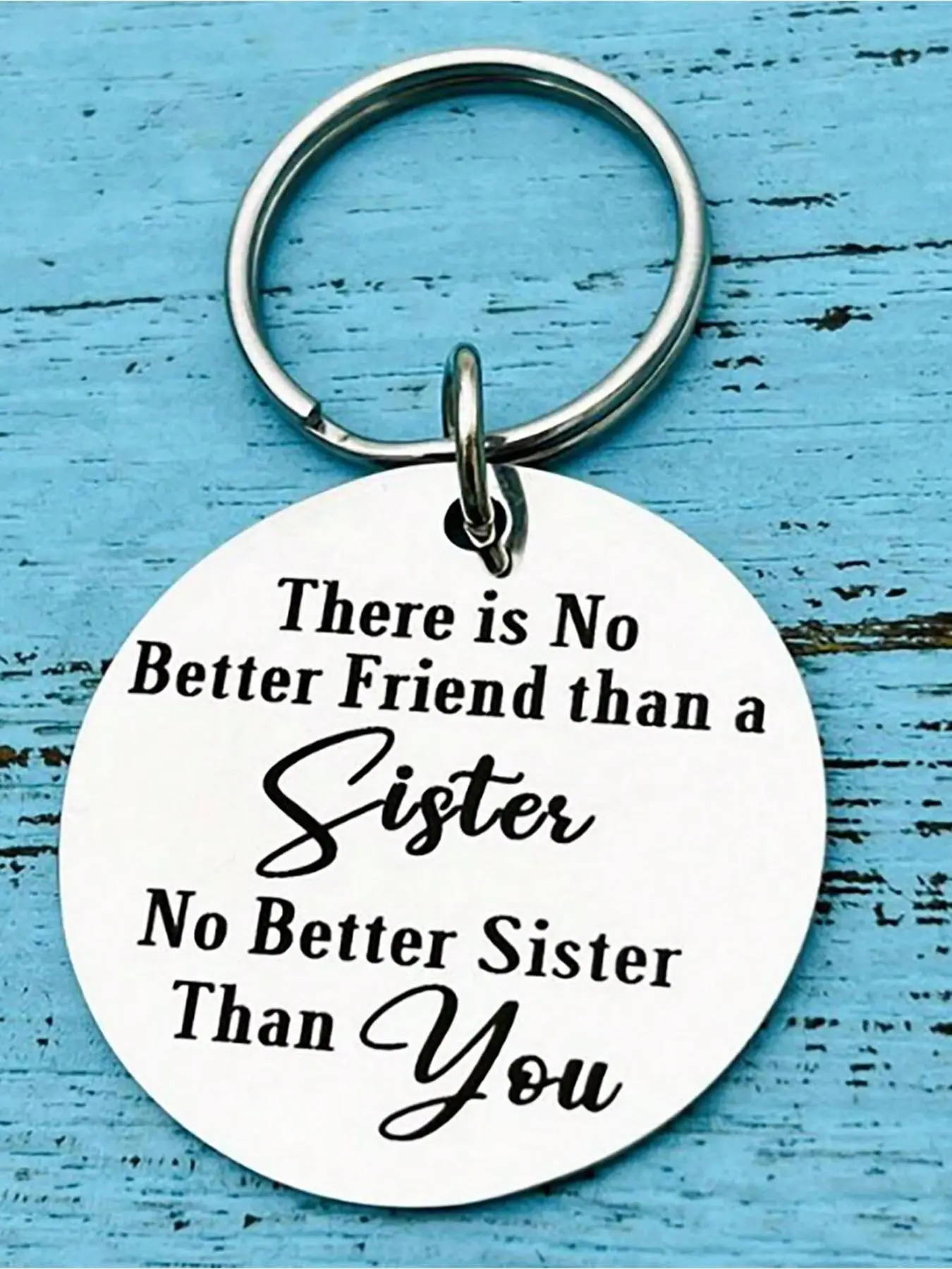 There Is No Better Friend Than A Sister Keychain, Stylish Keychain, Stainless Steel Keychain, Letter Pattern Keychain for Sister, Fashion Accessories for Women & Men