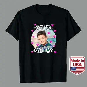 Never Gib Up - Gibby iCarly Joke Funny Gen Z Shirt Dank Meme Humor Nickelodeon Top Menswear Streetwear Shortsleeve Crewneck Tropical Casual Tshirt Men's Casual Graphic Tees | 100% Premium Cotton