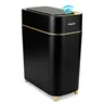 Pukomc Auto-Sensor Trash Bin - Wave & Knee Induction Quick Voiceless Open Removable Liner Battery-Powered Motion Sensor Touchless Waterproof Durable Multipurpose Reusable Automatic Plastic Black Gold summerwins,dorm essentials,home essentials homeessentia