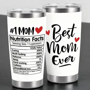 Best Mom Ever Mom Nutrition Facts Trendy Design 20oz Stainless Steel Cup, Vacuum Insulated Tumbler, Thermos Cup with Lid, Reusable Drinking Cup, Water Bottle for Iced Coffee, Cold Drinks, Perfect Gift for Coffee Lovers, Friend, Tumbler