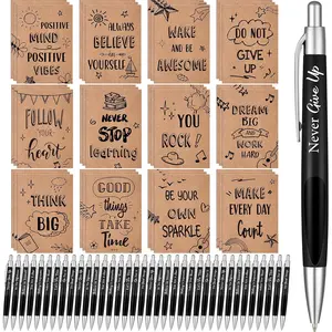 72 count Motivational Pens Notepads Gifts Set Inspirational Quote Ballpoint Pen Small Notebook Mini Journal Bulk Present Idea for Teacher Coworker Gifts Women Office School(Positive)