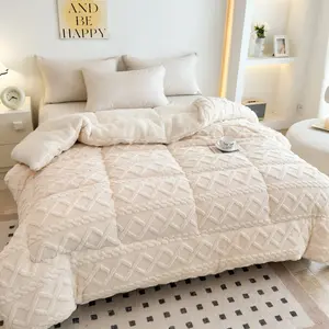 1pc Thickened Warm Splicing Quilt for Home Luxury Printed Lamb Hair Autumn and Winter Blanket Loose Polyester Quilt, Four Seasons Plus Double Bed Quilt Polyester Quilt Core Soft and Comfortable All Season Bedding Soft Quilts Bedspreads