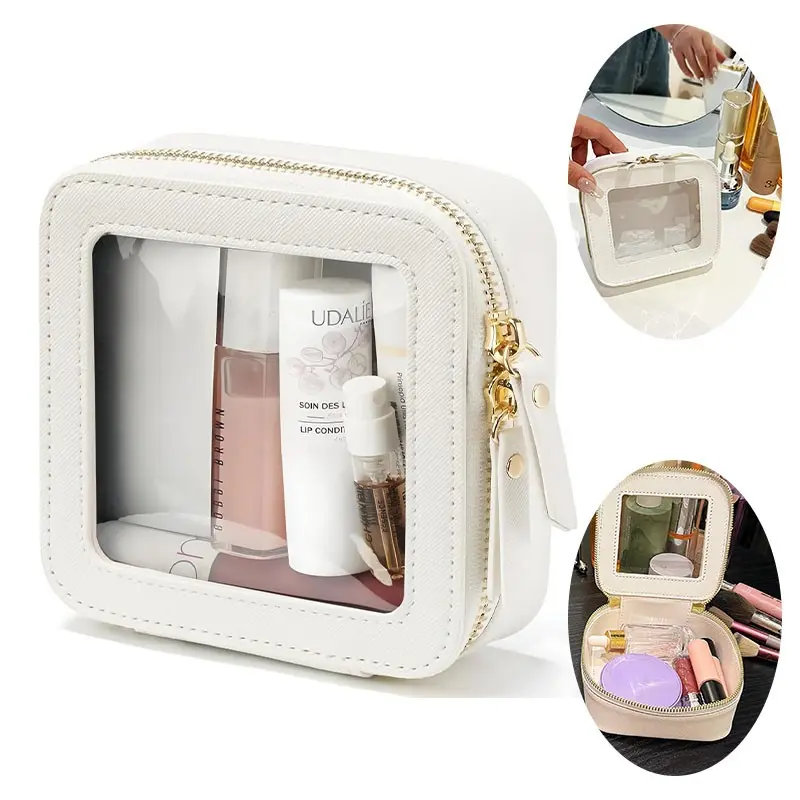 Mini Transparent Travel Makeup Bag, Clear Cosmetic Bag, Zipper Cosmetic Bag, Cosmetic Pouch, Portable Cute Small Travel Makeup Bag for Women, Cosmetic Travel Bags, Cosmetics Bag, Waterproof PU Material