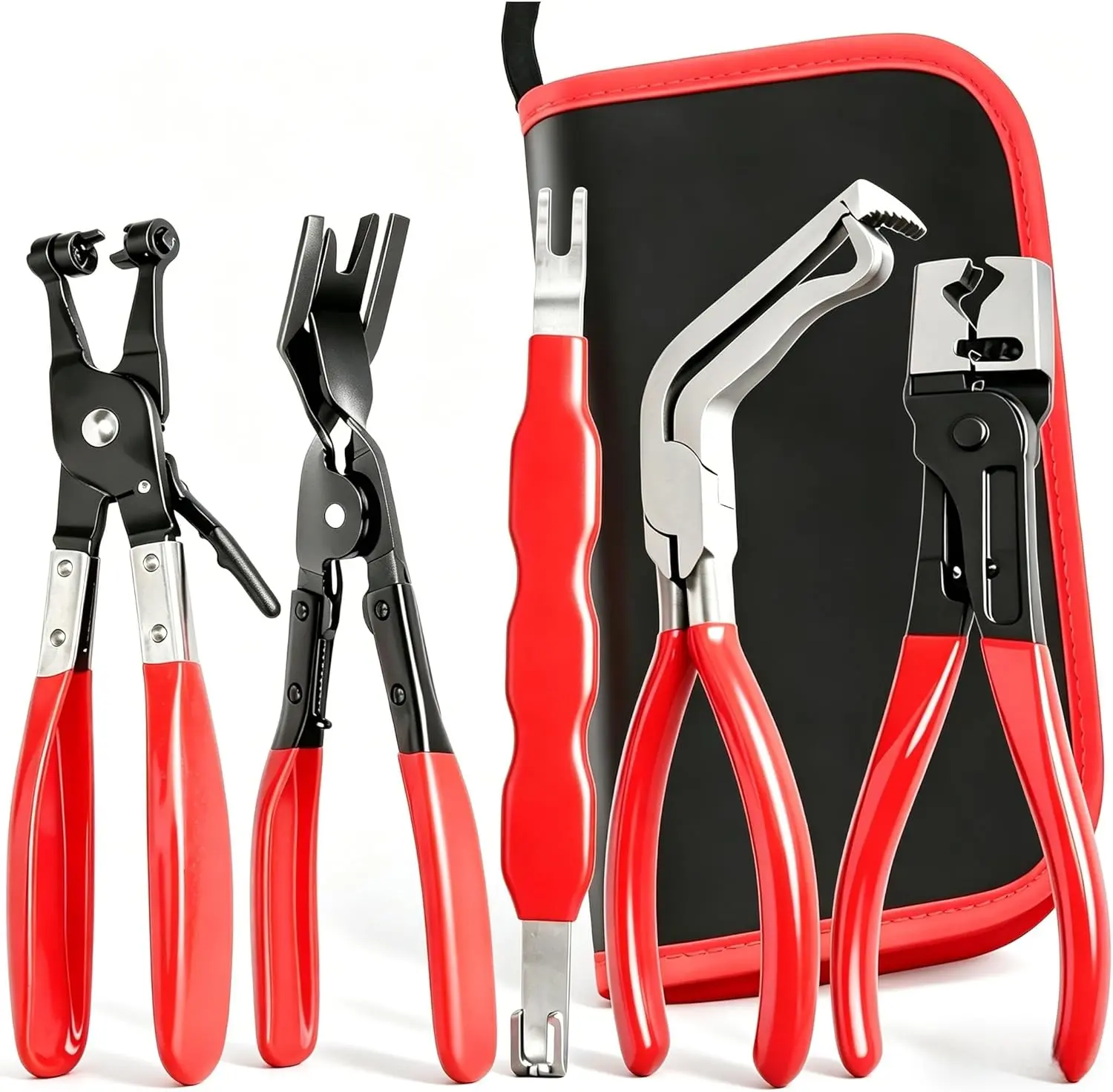 Electrical Disconnect Pliers Electrical Connector Removal Tool – 5PCS Automotive Hose Clamp Tool Set for DIY Car Owners, Safe Electrical Connector Removal, Tight Engine Bay Repair & Maintenance