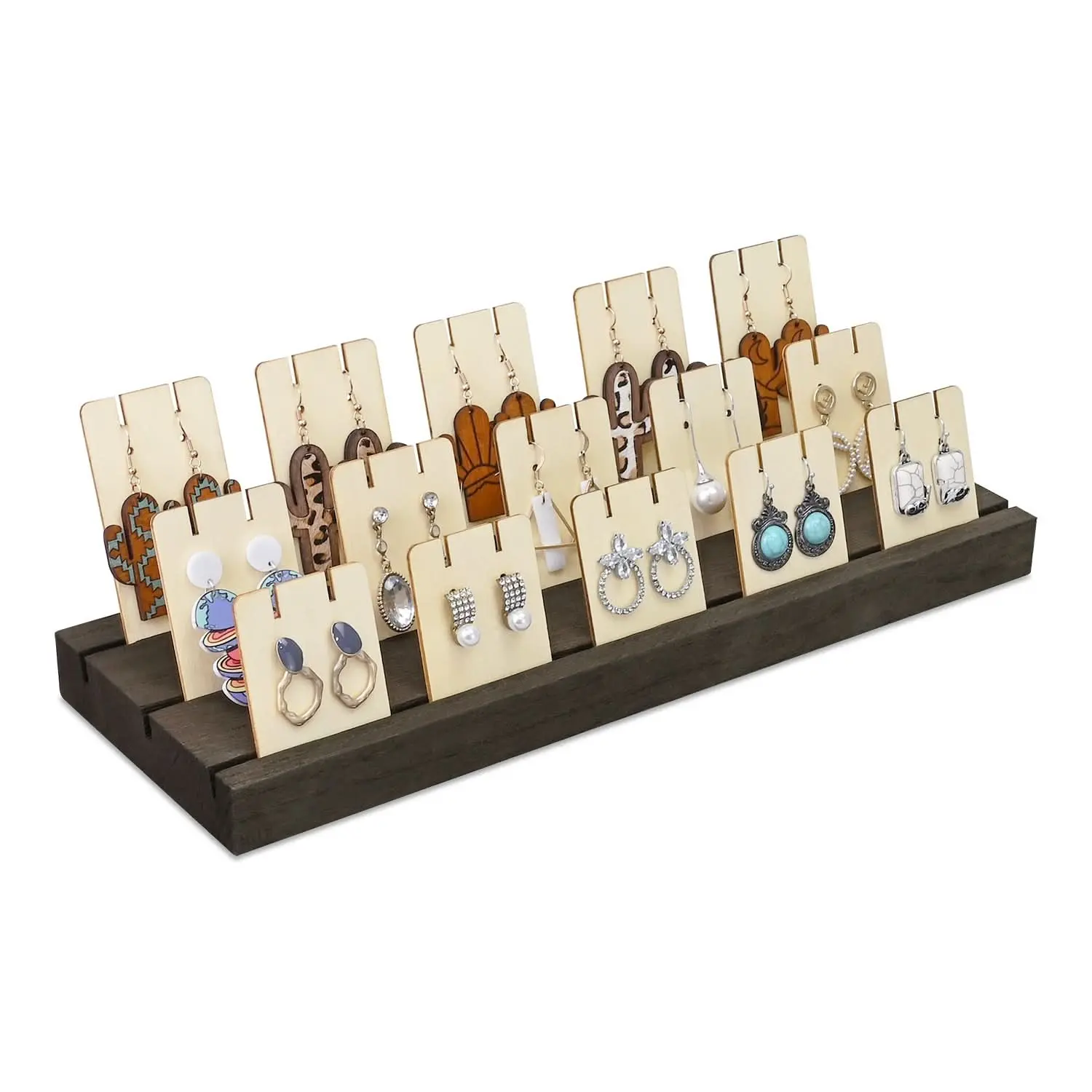 #WDJ1515EOK 15PCS Wooden Earring Cards Jewelry Earring Display Stand, Earring Display Cards for Ear Clip, Wire, and Post Earrings