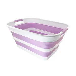 SAMMART 27L (7.1 Gallons) Collapsible Plastic Laundry Basket with Handle-Foldable Pop Up Storage Basket with handle