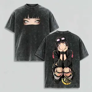 Hinata NARUTO Vintage Unisex Oversize Anime Manga Washed Cotton T-shirt, Graphic Tee, Anime Lover, Anime Merch Fan, Outfits Men, Boys Merch