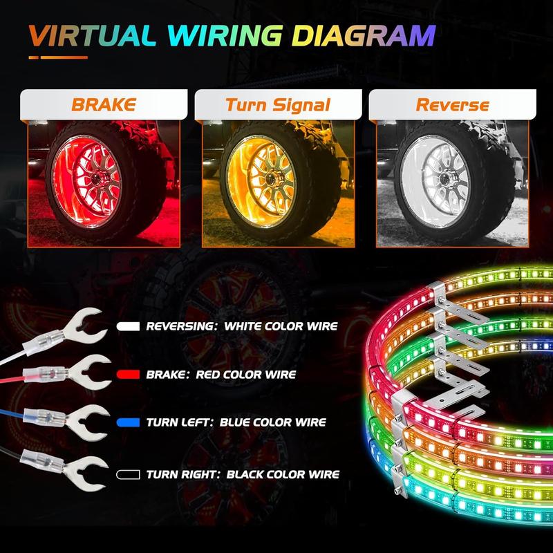 Nilight 4PCS 17.5inch Double Row LED Wheel Ring Lights RGB with APP and Remote Control Neon Wheel Rim Lights w/Turn Signal and Braking Function Dual Row for Car Van SUV Truck  dealsforyoudays