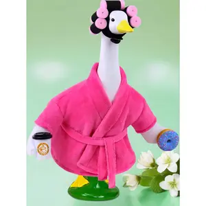 Lady Porch Goose Outfits, Spring Summer Goose Clothes Costume with Bathrobe for 17/23" Lawn Cement Geese for Garden