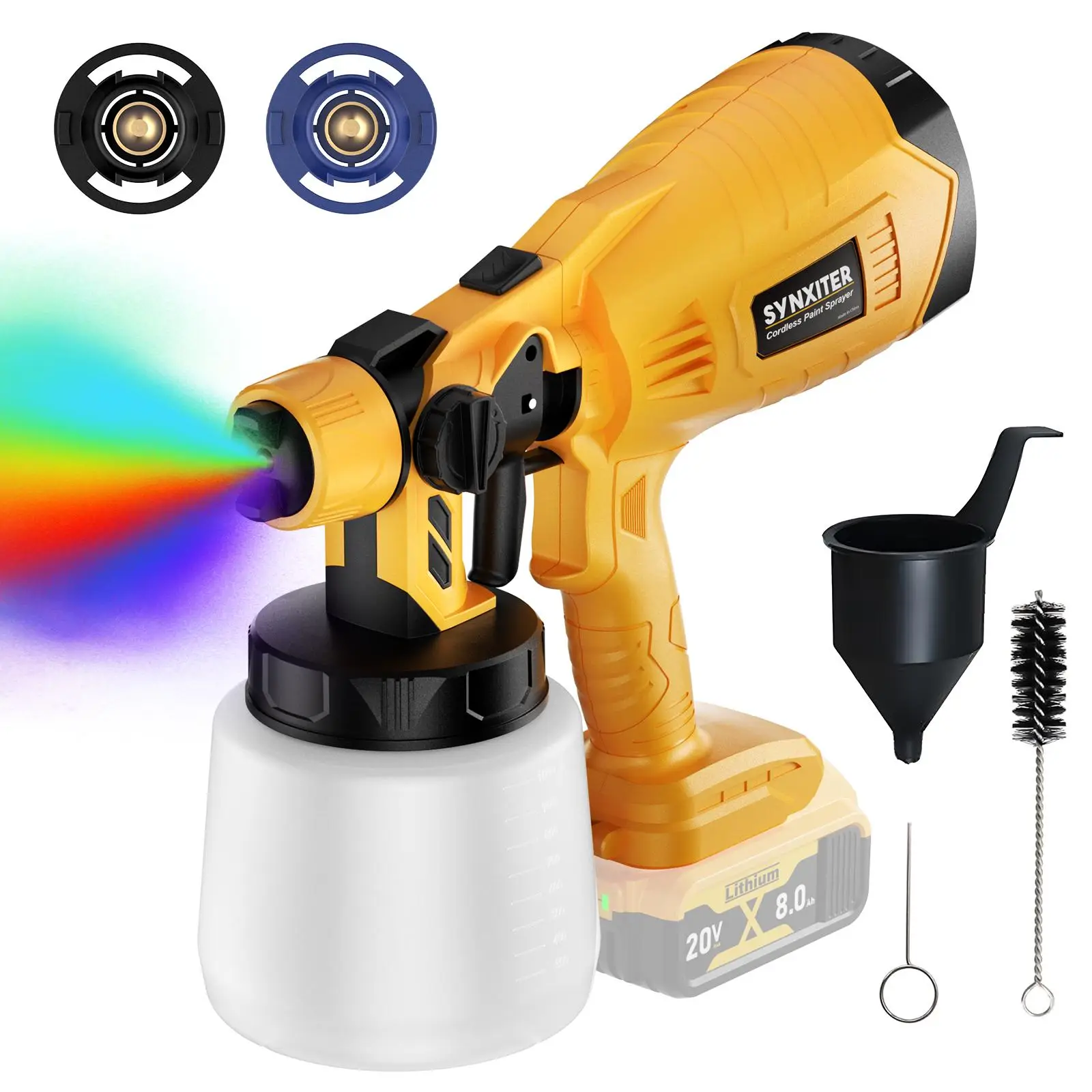 TikTokShopRestock Cordless Paint Sprayer 30000RPM High Speed for Dewalt 20V MAX Battery, HVLP Spray Paint Gun with 4 Copper Nozzles and 3 Patterns for