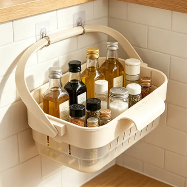Sleek Polypropylene Hanging Drain Basket, Foldable and Removable Kitchen Sink Organizer, Multifunctional Food Strainer for Space-Saving