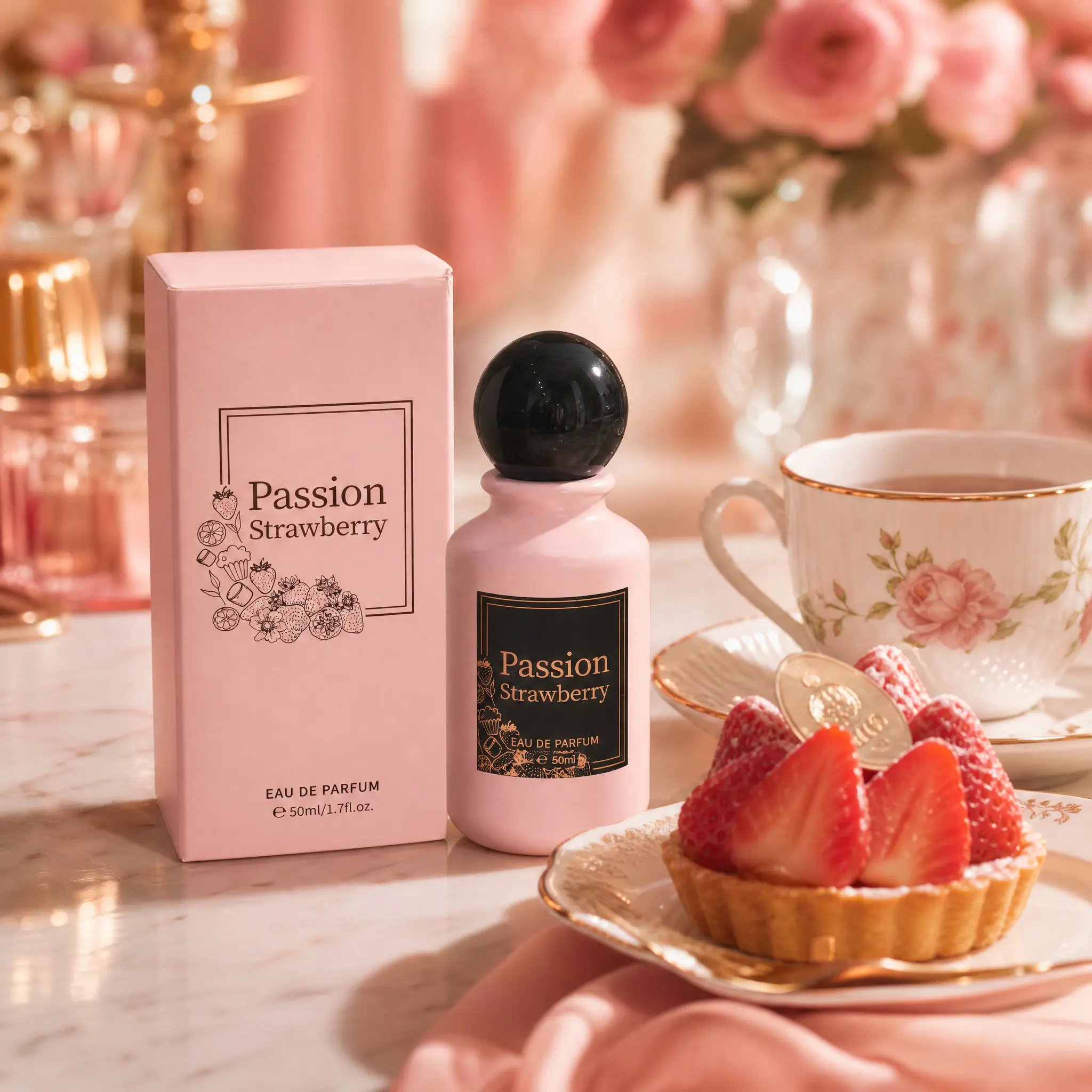 Women's Gourmand EDP Perfume Set - Pink Passion Strawberry, Rich Chocolate, Passion Floral Scents, 1.7 oz Long-Lasting Sweet Fruit & Floral Fragrance, Elegant Summer Gift Single Bottle vanilla perfume for women perfumes para mujer